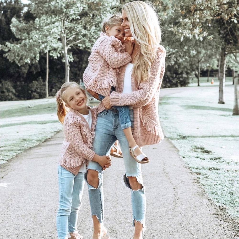 Mommy + Me hand-knit matching sweaters